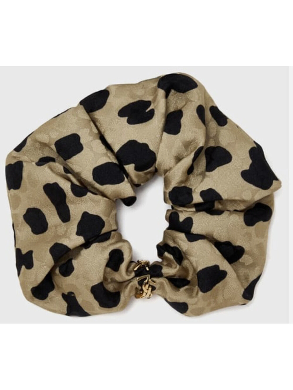 Saint Laurent YSL Cassandre Logo Opyum Leopard Silk Scrunchie Hair Tie, $320